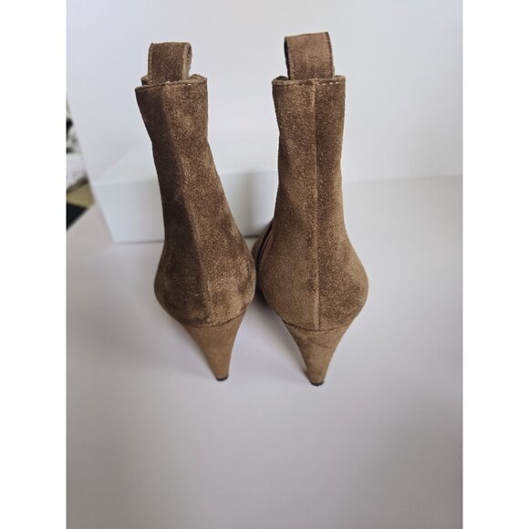 Veronica Beard Flynn Brown Suede Leather Stripe Cone Heel Boots Booties 38 7 - Picture 7 of 11